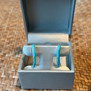 Authentic Sterling Silver and Inlaid Turquoise Earrings